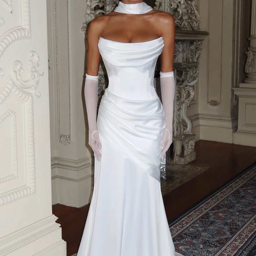 Elegant White Satin Wedding Gown